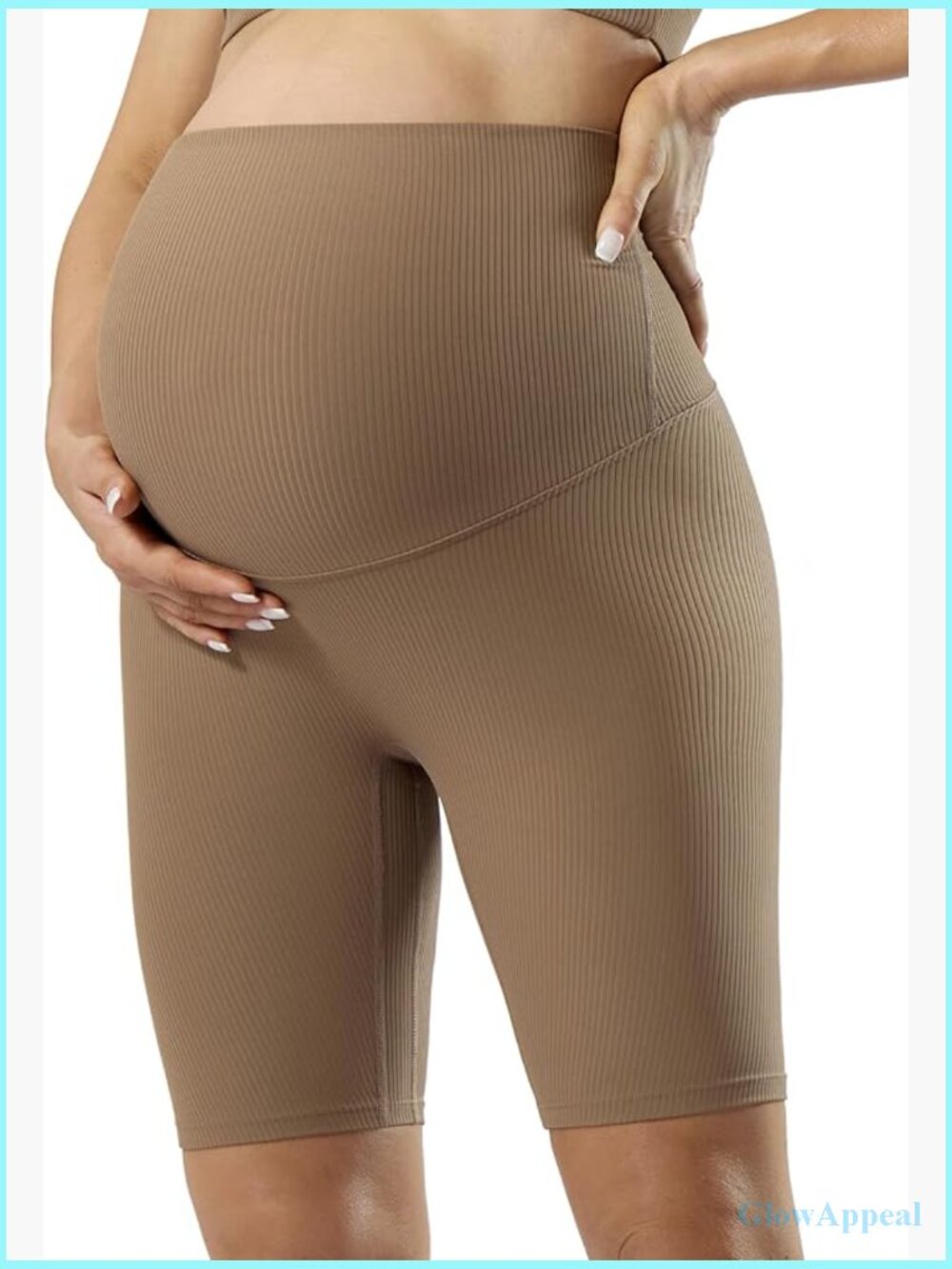 Ribbed Maternity Biker Shorts Over Belly - Buttery Soft Workout
